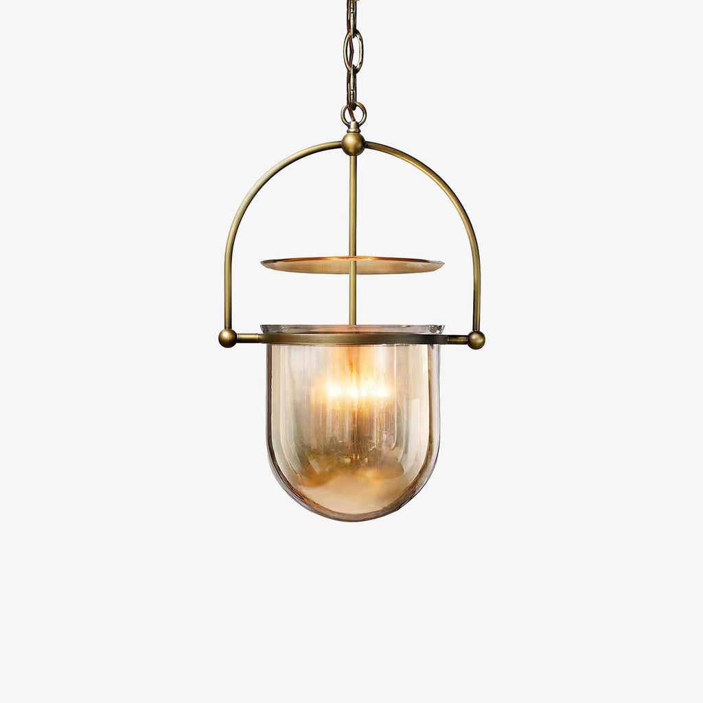 Lustra Pendant Lamp Glass Brass Vintage for Living Room