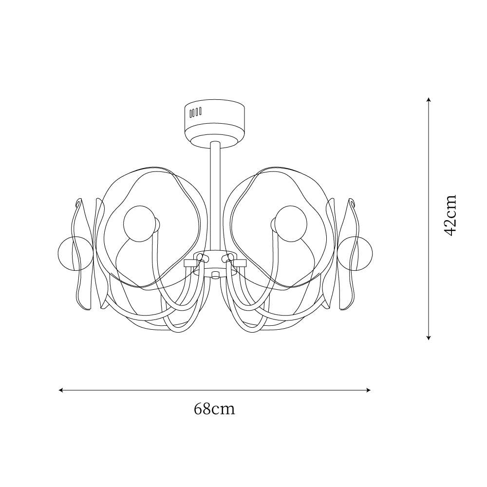 Lotus Chandelier Curved Petal Arms Modern Living Room