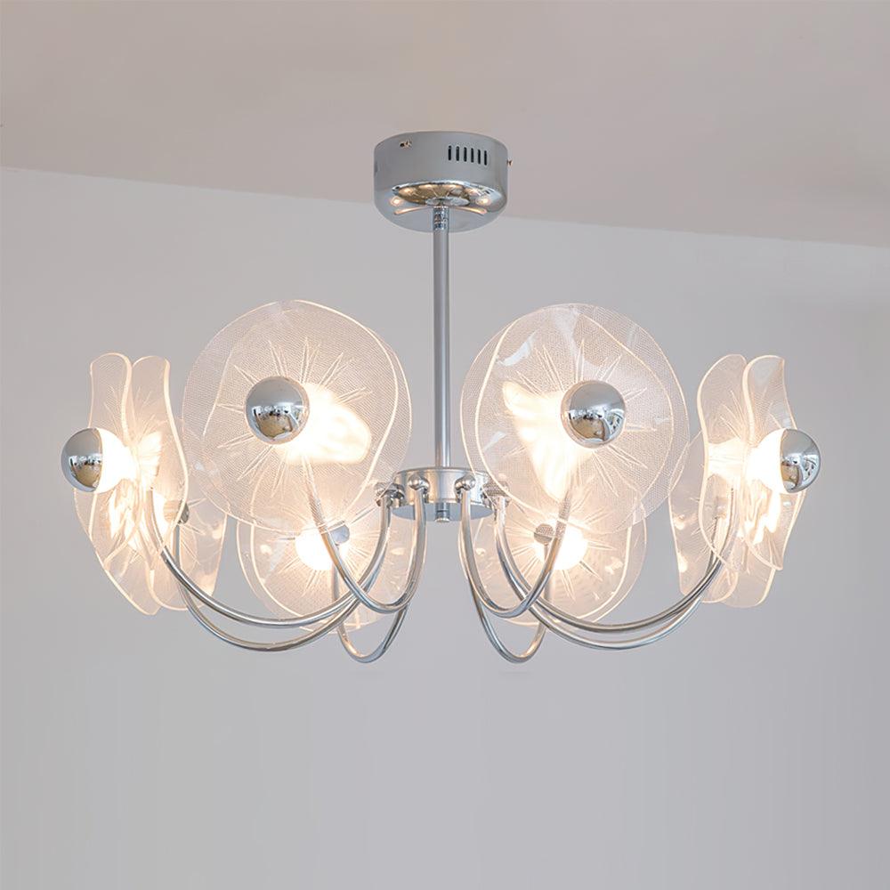 Lotus Chandelier Curved Petal Arms Modern Living Room