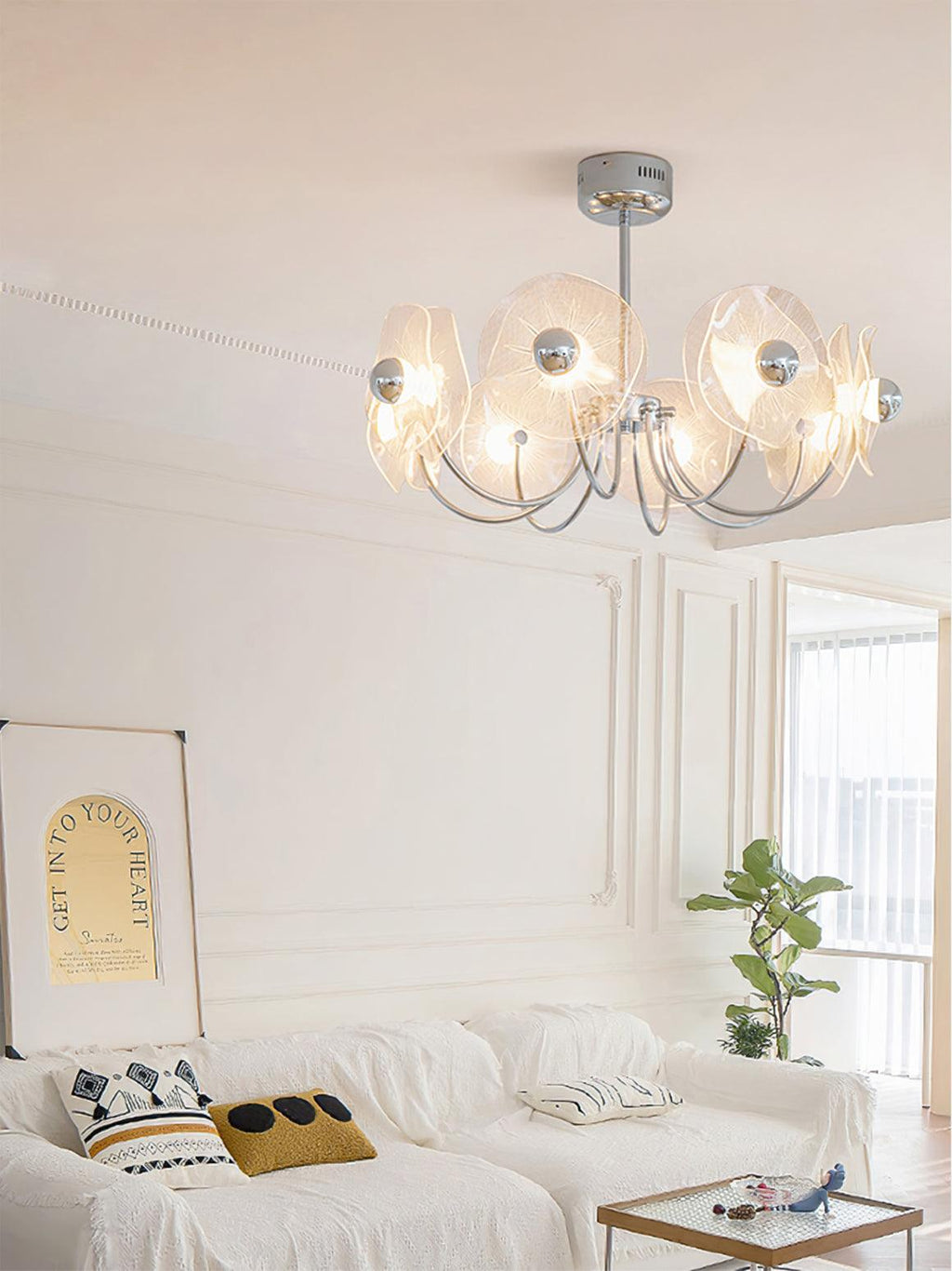 Lotus Chandelier Curved Glass Elegant Modern