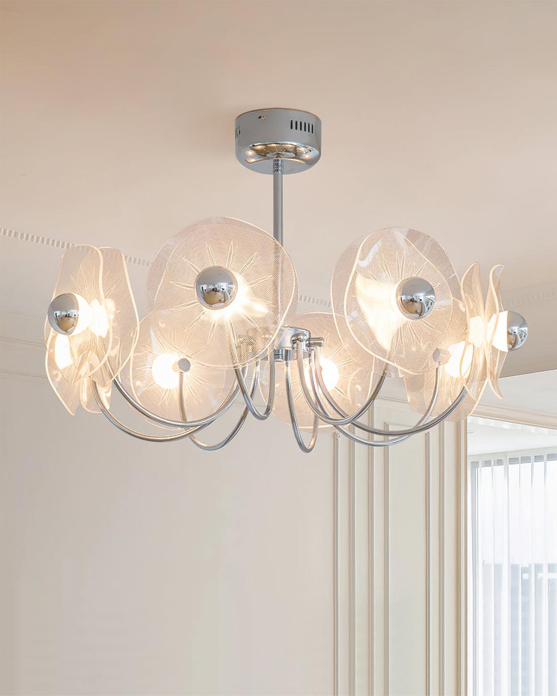 Lotus Chandelier Curved Glass Elegant Modern