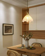 Solara Pendant Lamp Brass Ruffled Glass Lotus Vintage