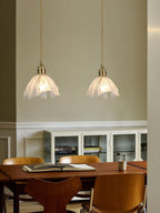 Solara Pendant Lamp Brass Ruffled Glass Lotus Vintage