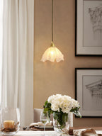 Solara Pendant Lamp Brass Ruffled Glass Lotus Vintage