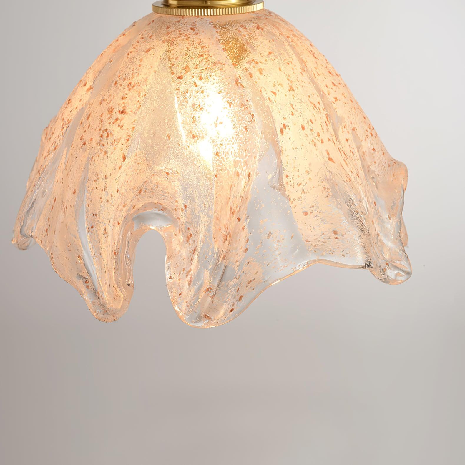 Solara Pendant Lamp Brass Ruffled Glass Lotus Vintage