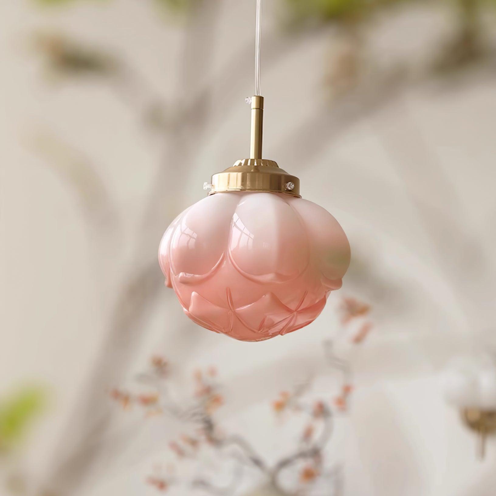 Pendant Lamp and Glass Lotus Flower Shade Artistic Retro