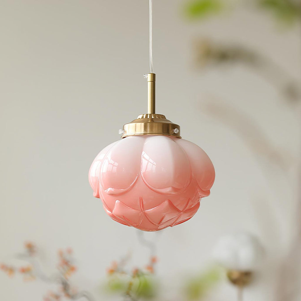 Pendant Lamp and Glass Lotus Flower Shade Artistic Retro
