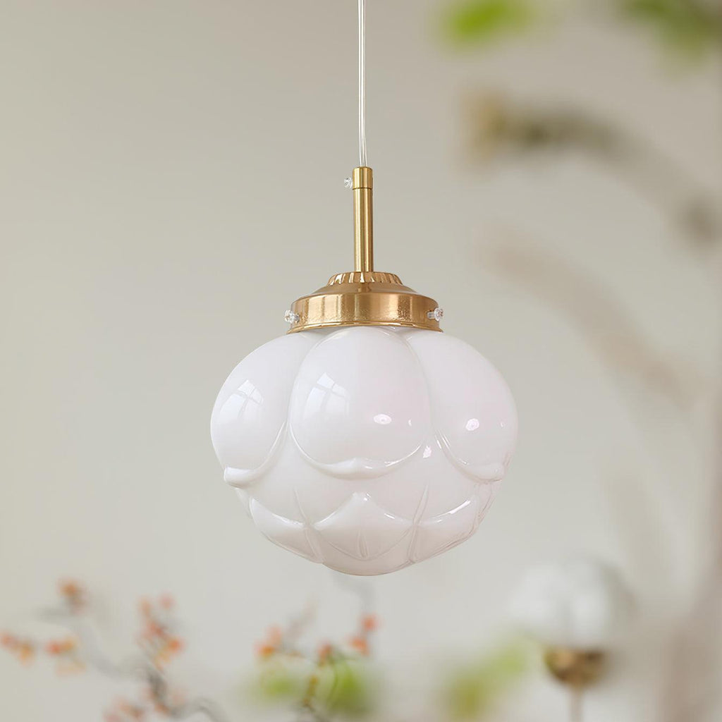 Pendant Lamp and Glass Lotus Flower Shade Artistic Retro