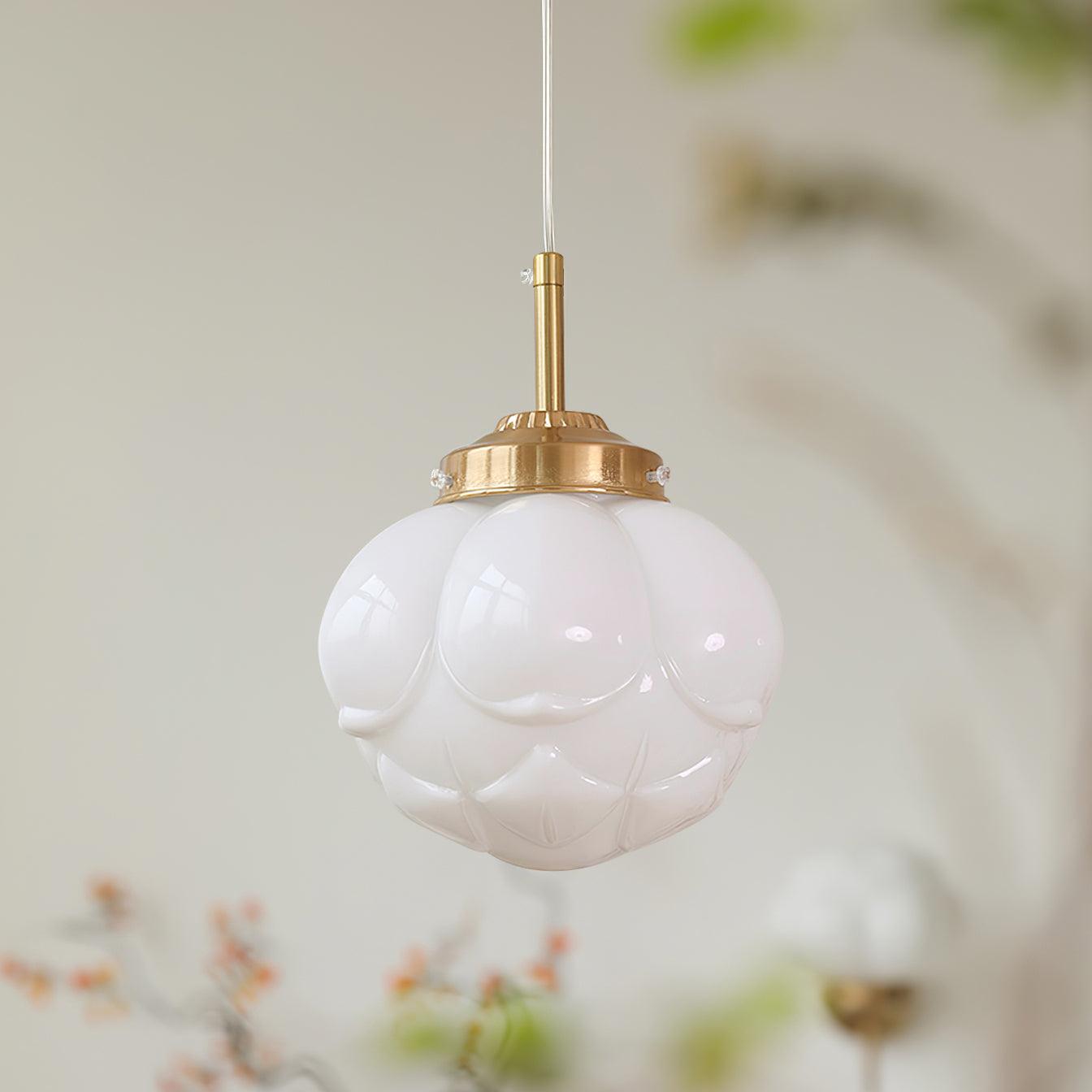 Pendant Lamp and Glass Lotus Flower Shade Artistic Retro