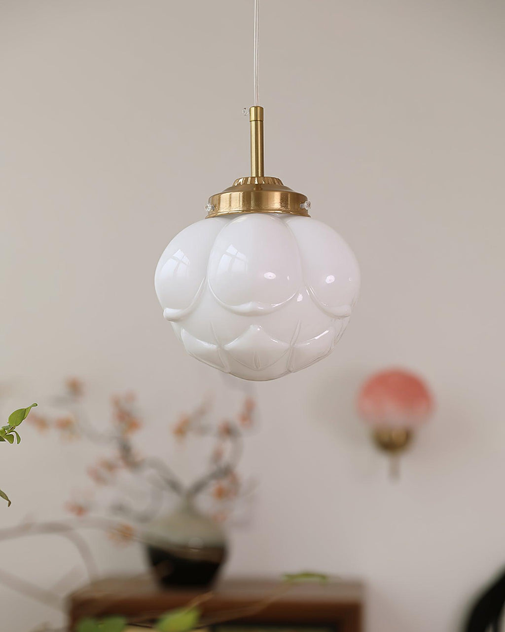 Pendant Lamp and Glass Lotus Flower Shade Artistic Retro