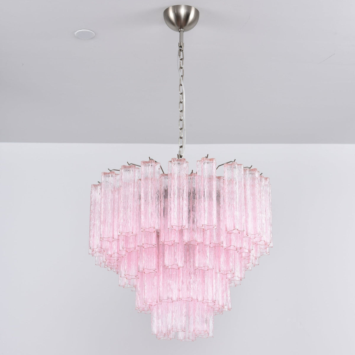 Aurora Chandelier Pink Glass Multi-Tier Romantic Glow