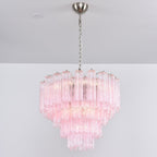 Aurora Chandelier Pink Glass Multi-Tier Romantic Glow