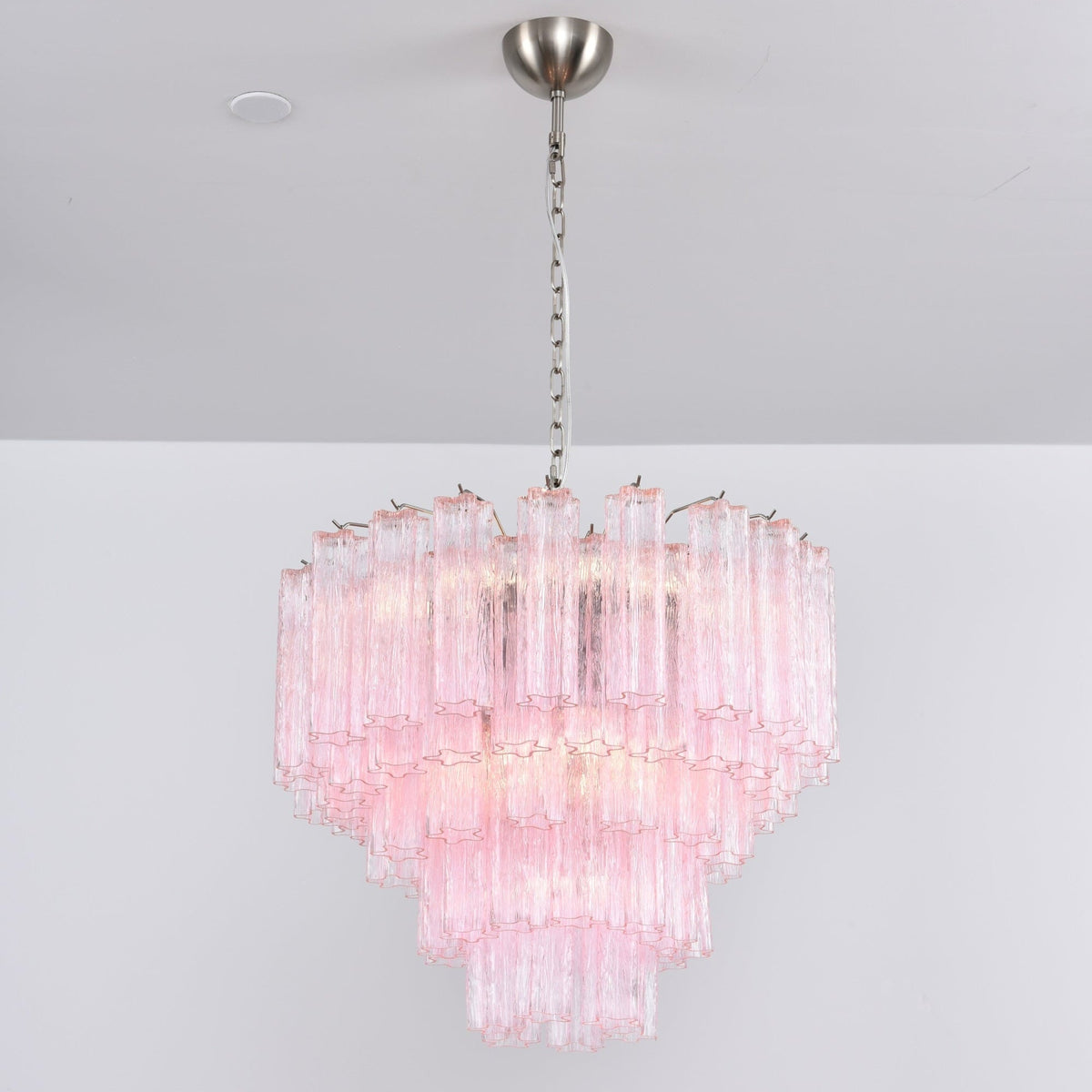 Aurora Chandelier Pink Glass Multi-Tier Romantic Glow