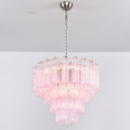 Aurora Chandelier Pink Glass Multi-Tier Romantic Glow
