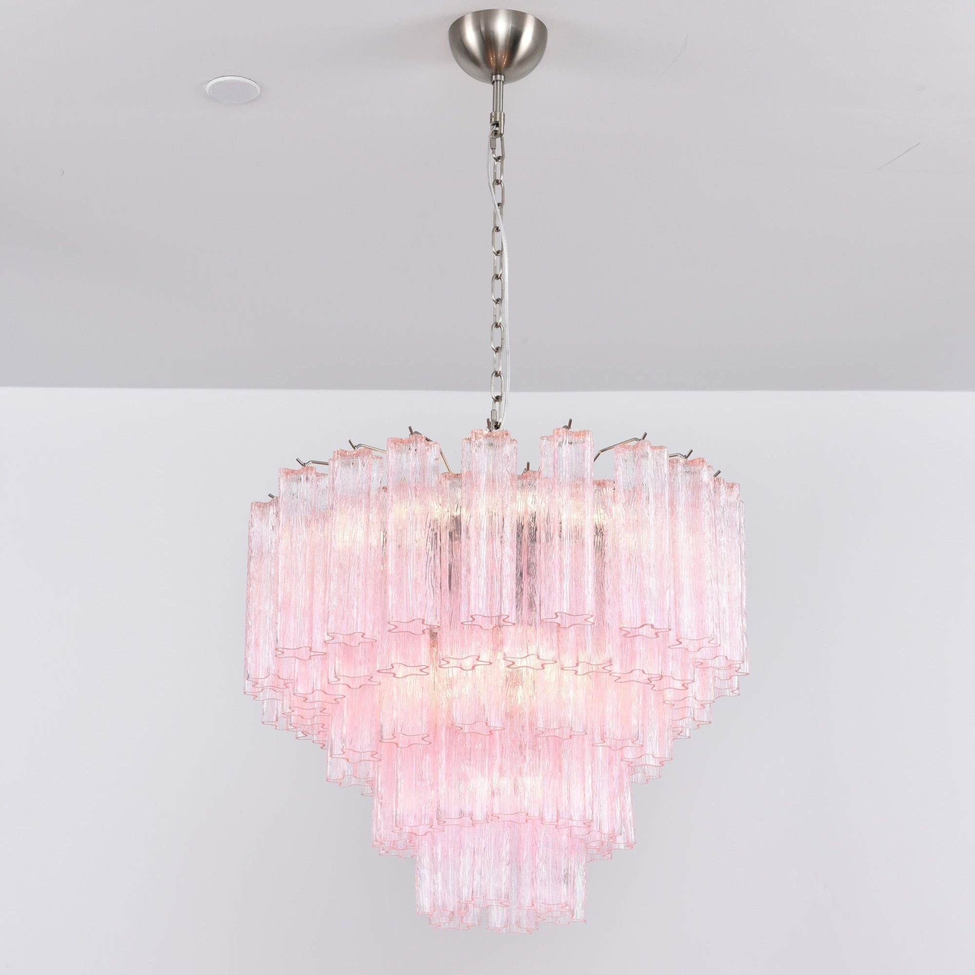 Aurora Chandelier Pink Glass Multi-Tier Romantic Glow