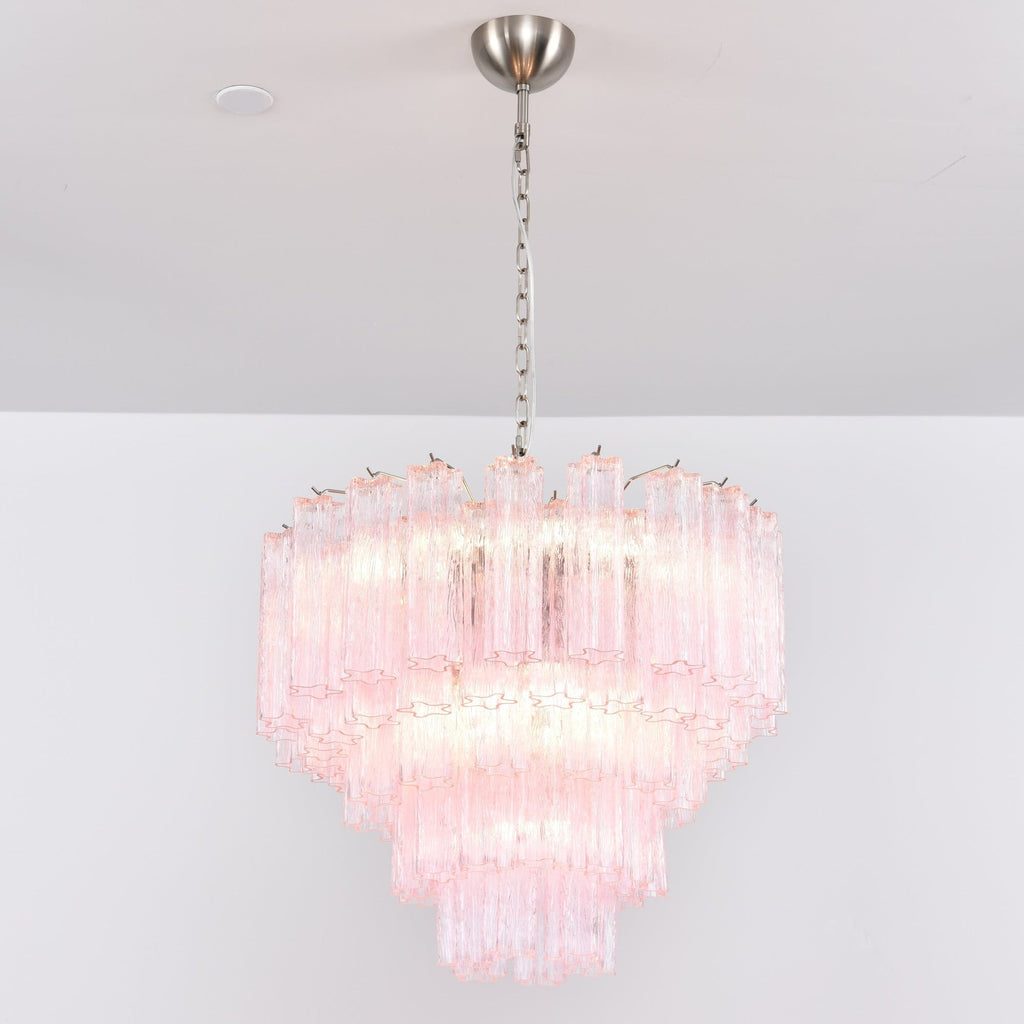 Aurora Chandelier Pink Glass Multi-Tier Romantic Glow