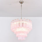 Aurora Chandelier Pink Glass Multi-Tier Romantic Glow