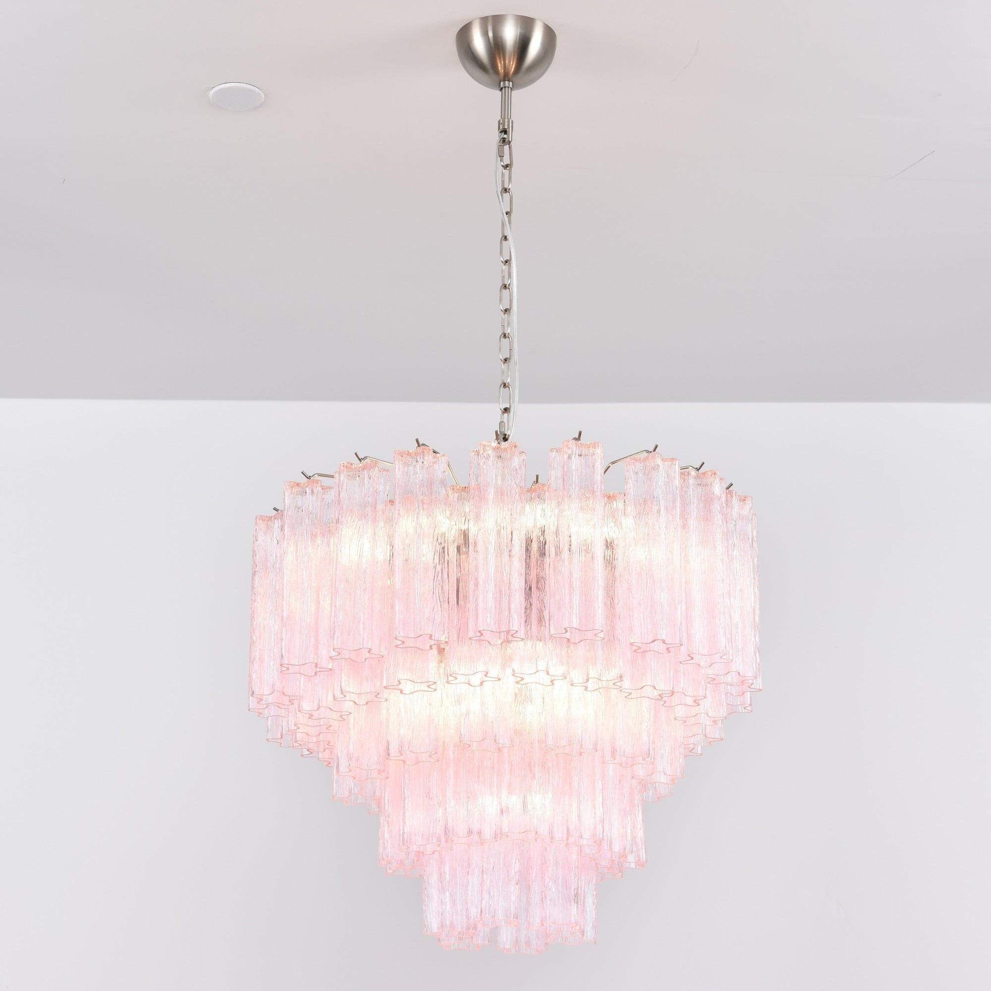 Aurora Chandelier Pink Glass Multi-Tier Romantic Glow