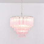 Aurora Chandelier Pink Glass Multi-Tier Romantic Glow