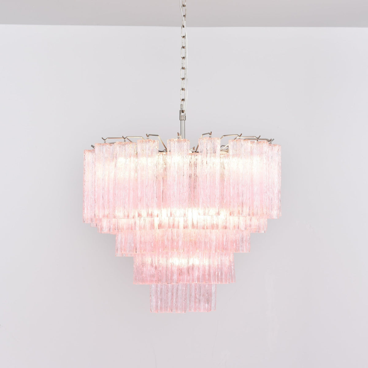 Aurora Chandelier Pink Glass Multi-Tier Romantic Glow