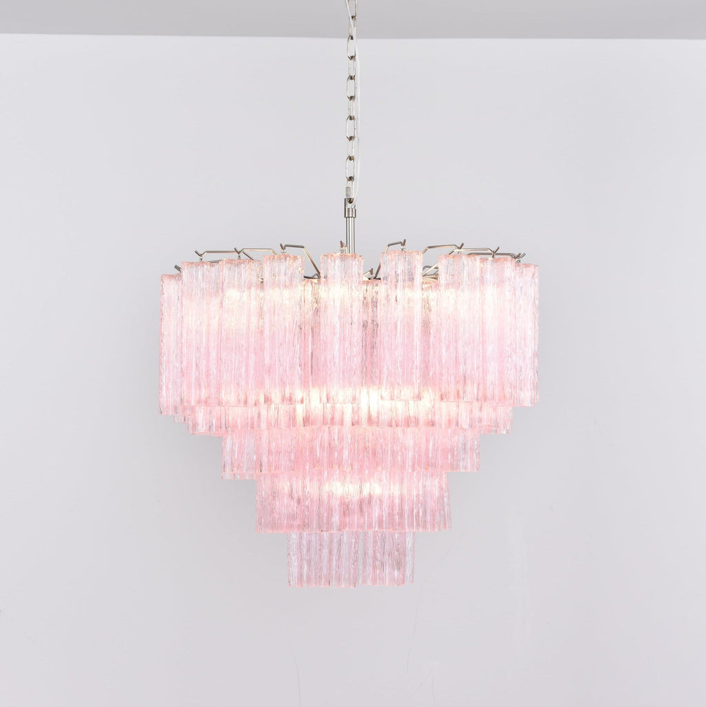 Aurora Chandelier Pink Glass Multi-Tier Romantic Glow