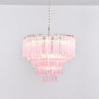 Aurora Chandelier Pink Glass Multi-Tier Romantic Glow