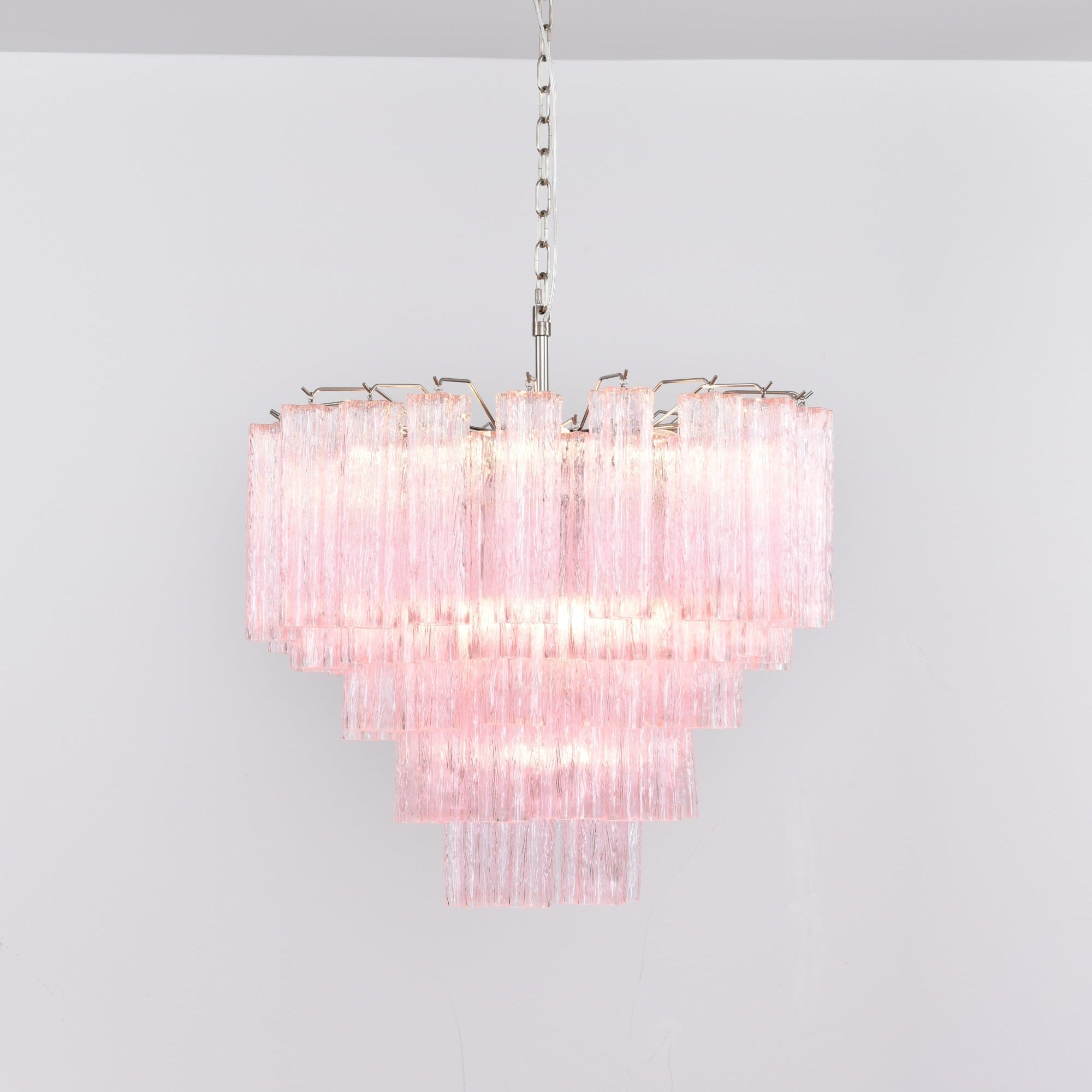 Aurora Chandelier Pink Glass Multi-Tier Romantic Glow