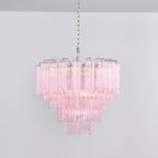 Aurora Chandelier Pink Glass Multi-Tier Romantic Glow