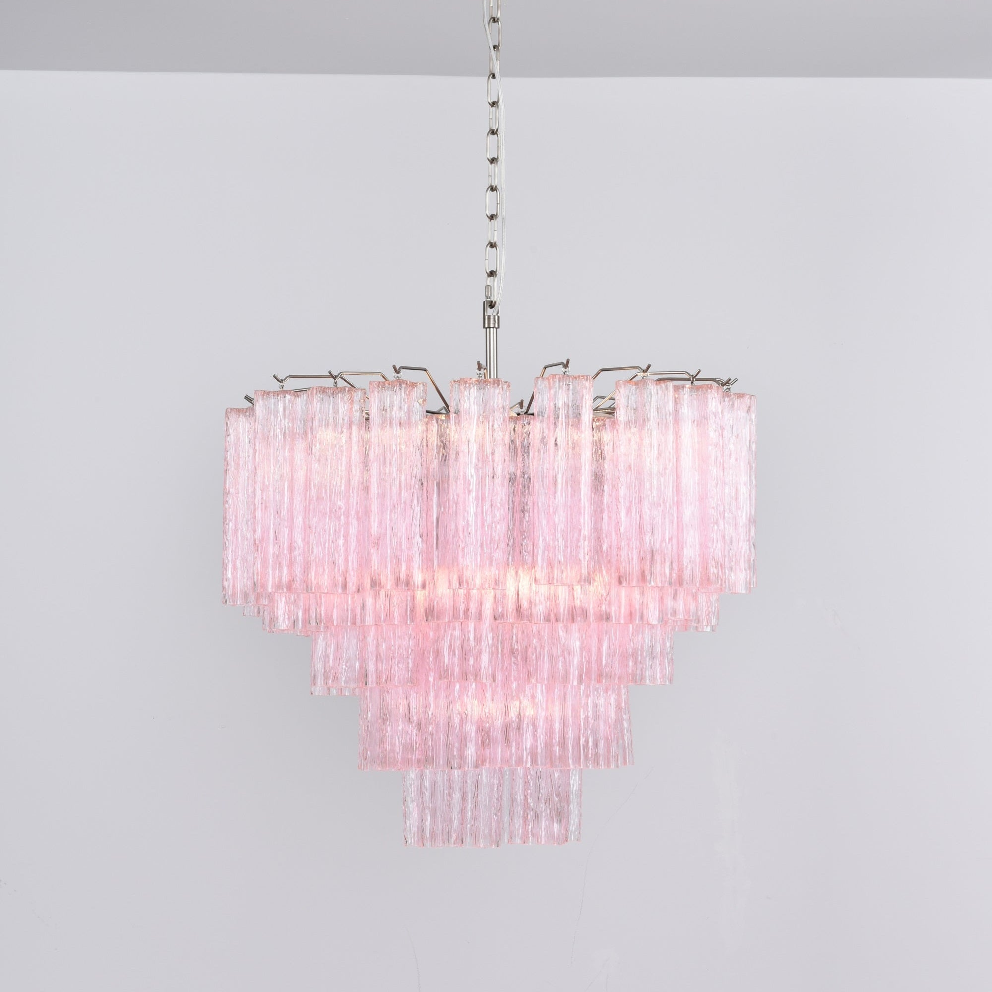 Aurora Chandelier Pink Glass Multi-Tier Romantic Glow