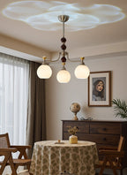 Eursoria Traditional Art Orb Wood Glass Chandelier