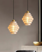 Brivelle Plug-In Ribbed Glass Pendant Light with Brass Accent