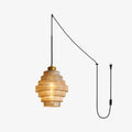 Brivelle Plug-In Ribbed Glass Pendant Light with Brass Accent