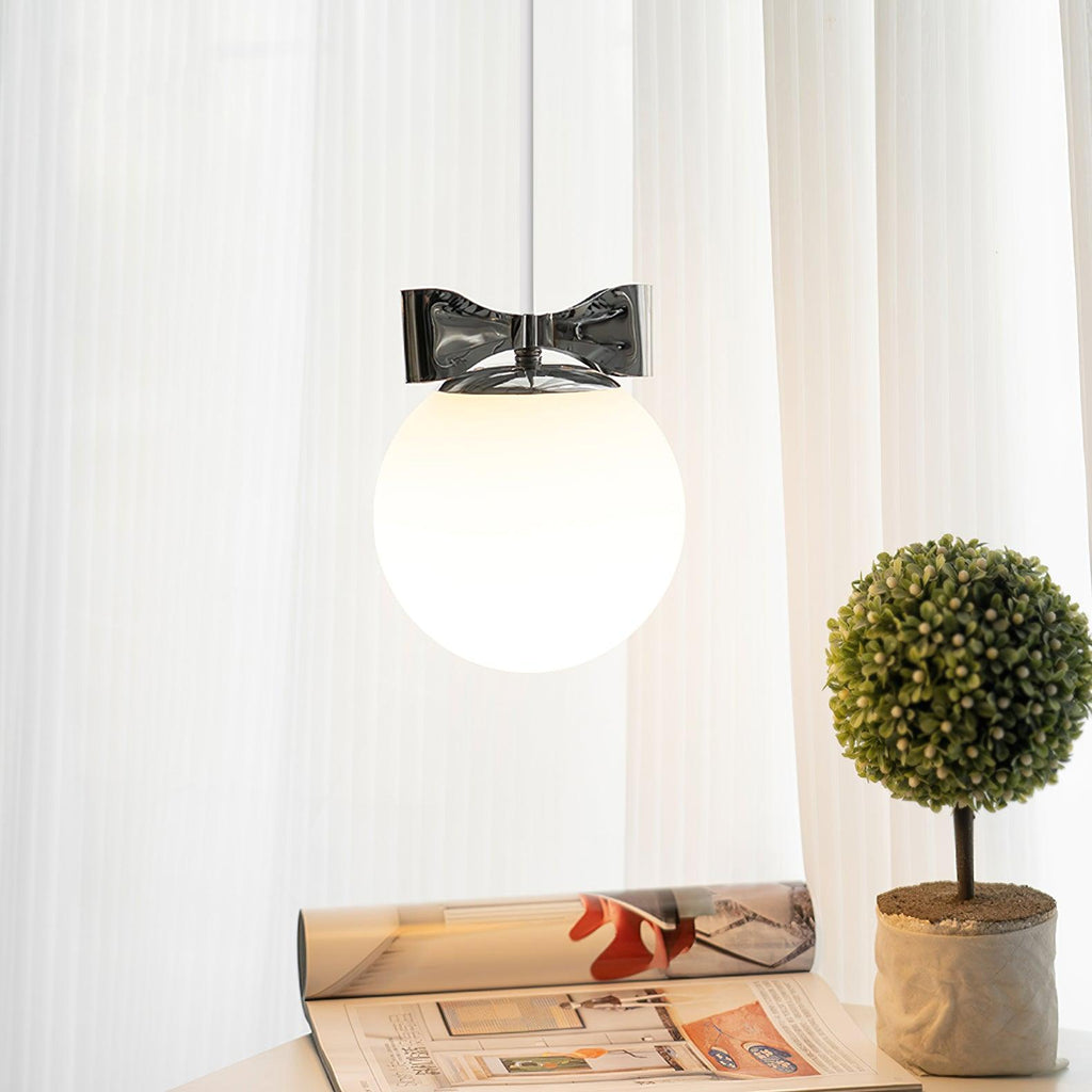Luna Pendant Lamp Glass Globe Chrome Accent Minimalist
