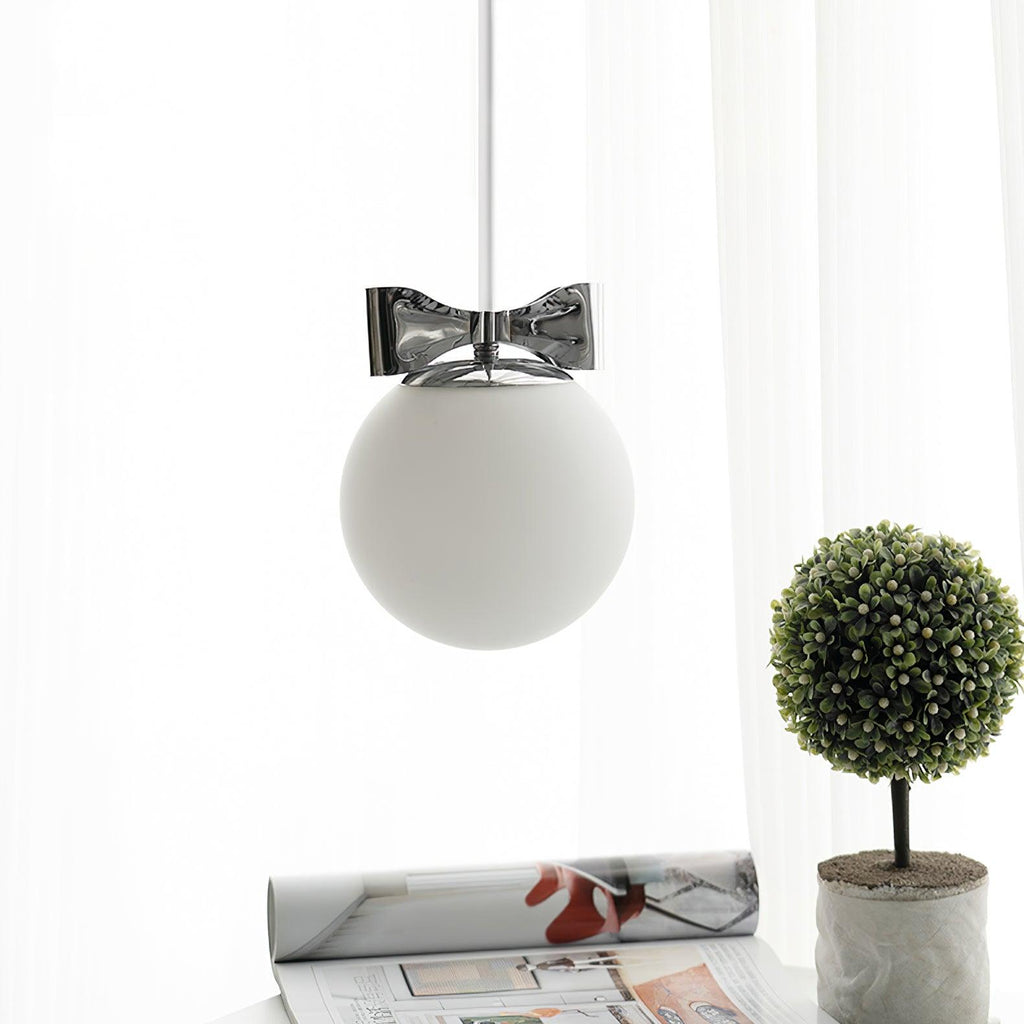 Luna Pendant Lamp Glass Globe Chrome Accent Minimalist