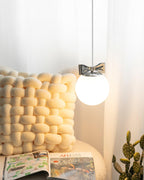 Luna Pendant Lamp Glass Globe Chrome Accent Minimalist