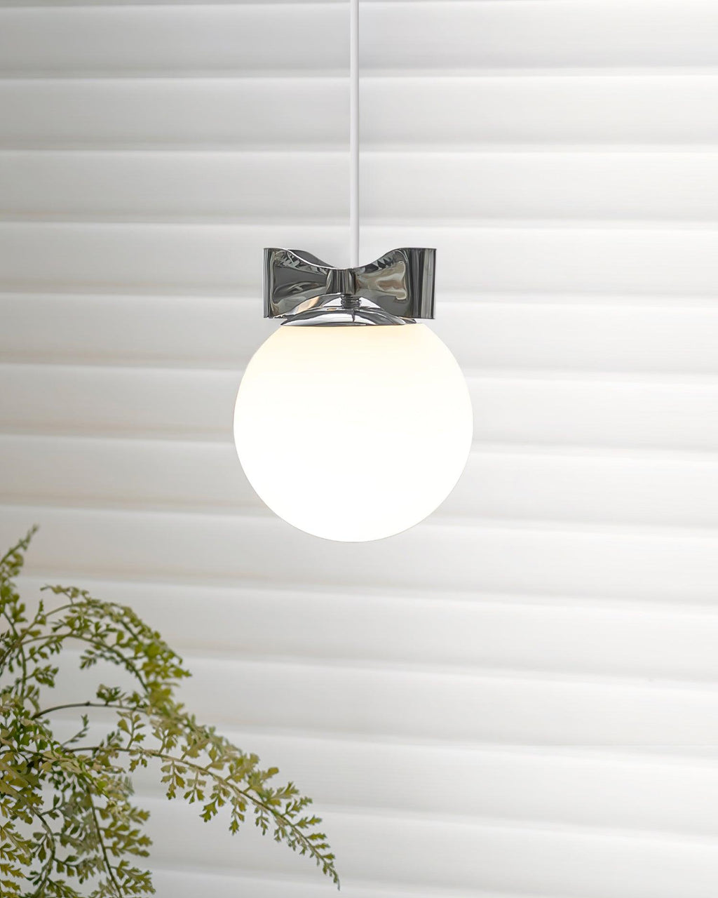 Luna Pendant Lamp Glass Globe Chrome Accent Minimalist