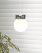Luna Pendant Lamp Glass Globe Chrome Accent Minimalist