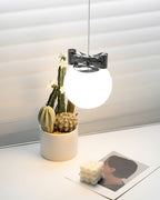 Luna Pendant Lamp Glass Globe Chrome Accent Minimalist