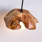 Lunawood Halo Rustic Wood & Glass Pendant Light