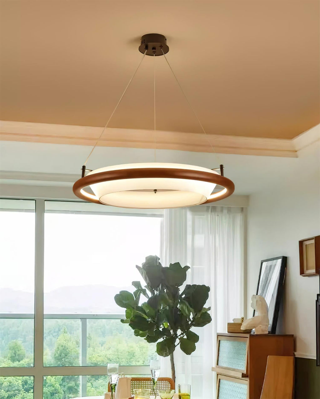 Breno Chandelier Wood Ring Minimalist