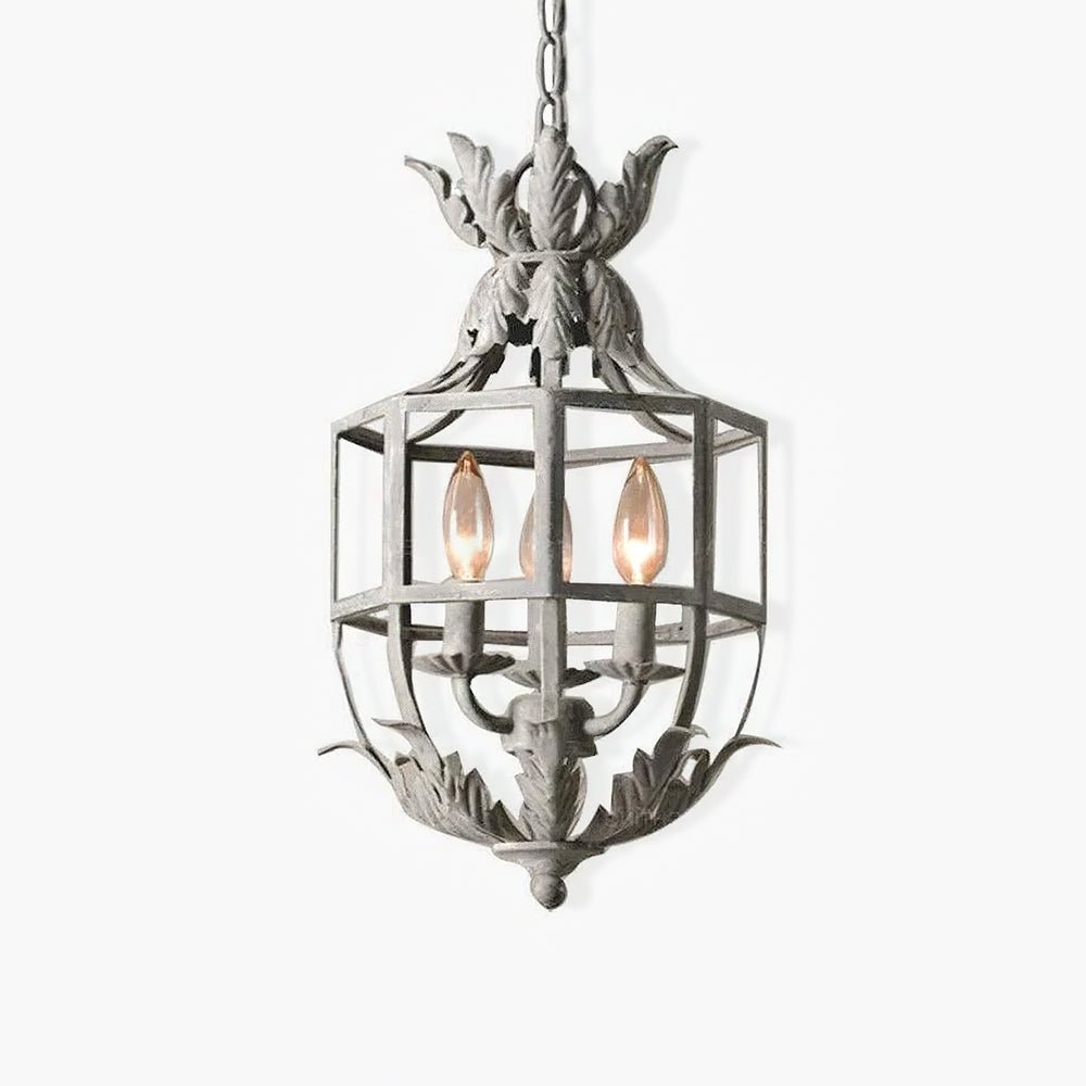 Lustra Chandelier Retro Cage Grey Candle