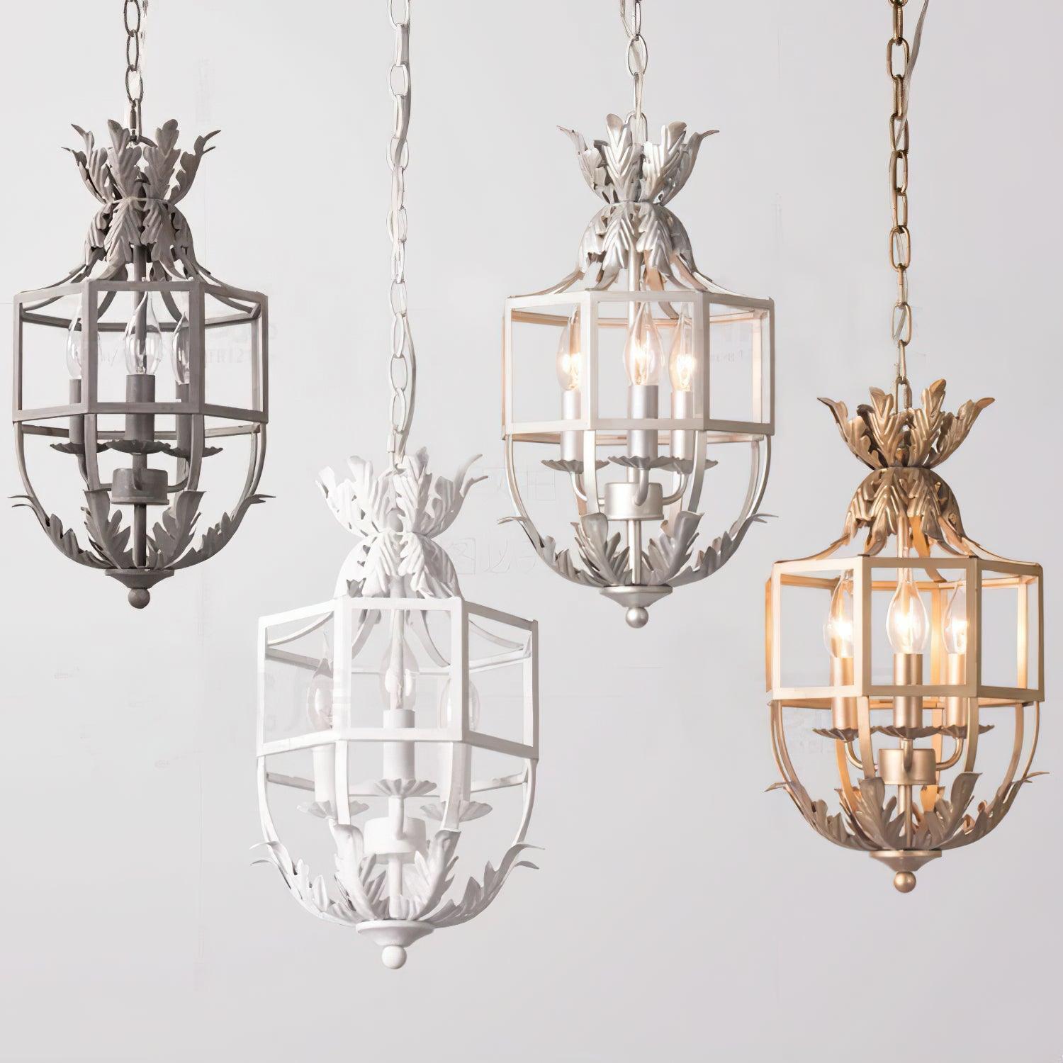 Lustra Chandelier Retro Cage Grey Candle