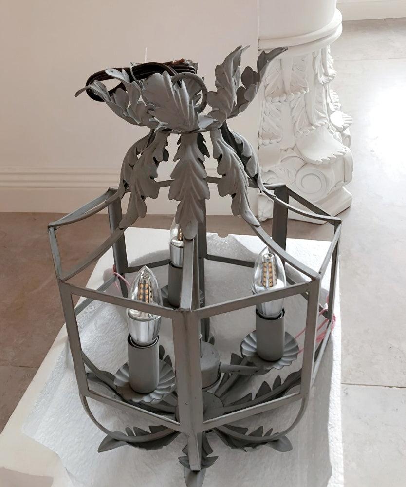 Lustra Chandelier Retro Cage Grey Candle