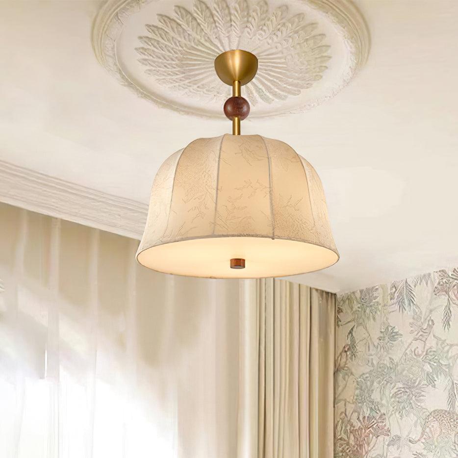 Ceiling Light in Fabric, and Wood for Warm Interiors Elegant
