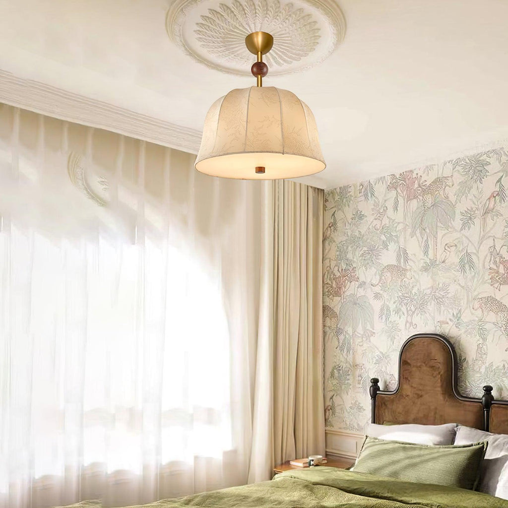 Ceiling Light in Fabric, and Wood for Warm Interiors Elegant