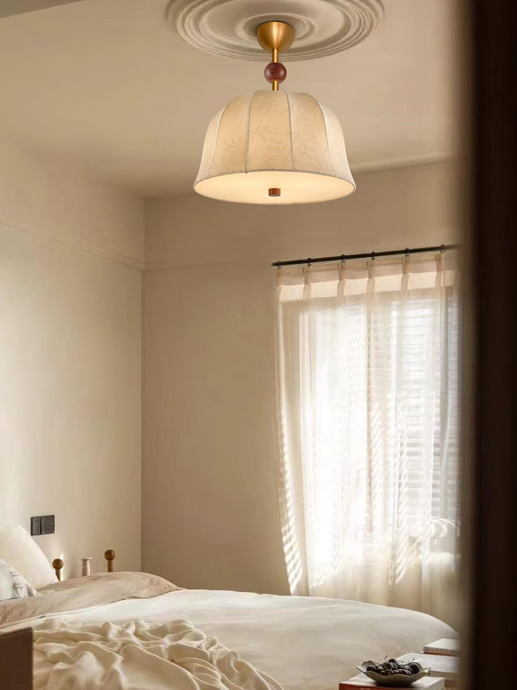 Ceiling Light in Fabric, and Wood for Warm Interiors Elegant