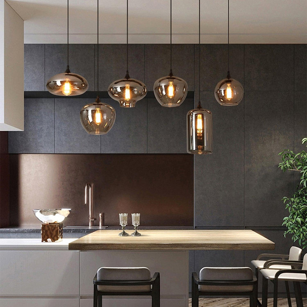 Valentina Minimalist Bottle Glass Pendant Light Smoke Gray