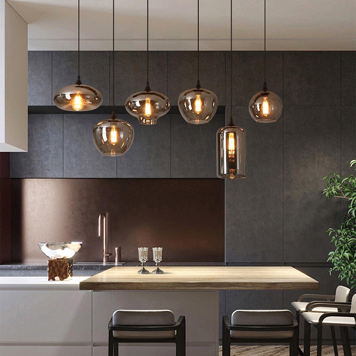 Valentina Minimalist Bottle Glass Pendant Light Smoke Gray