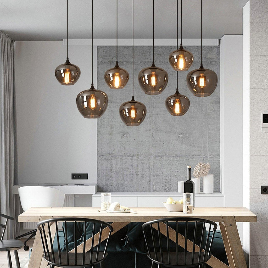 Valentina Minimalist Bottle Glass Pendant Light Smoke Gray