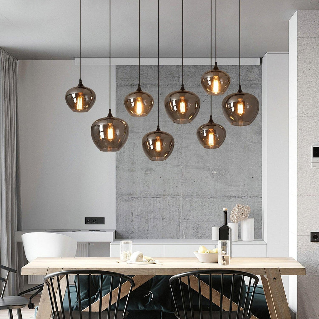 Valentina Minimalist Bottle Glass Pendant Light Smoke Gray